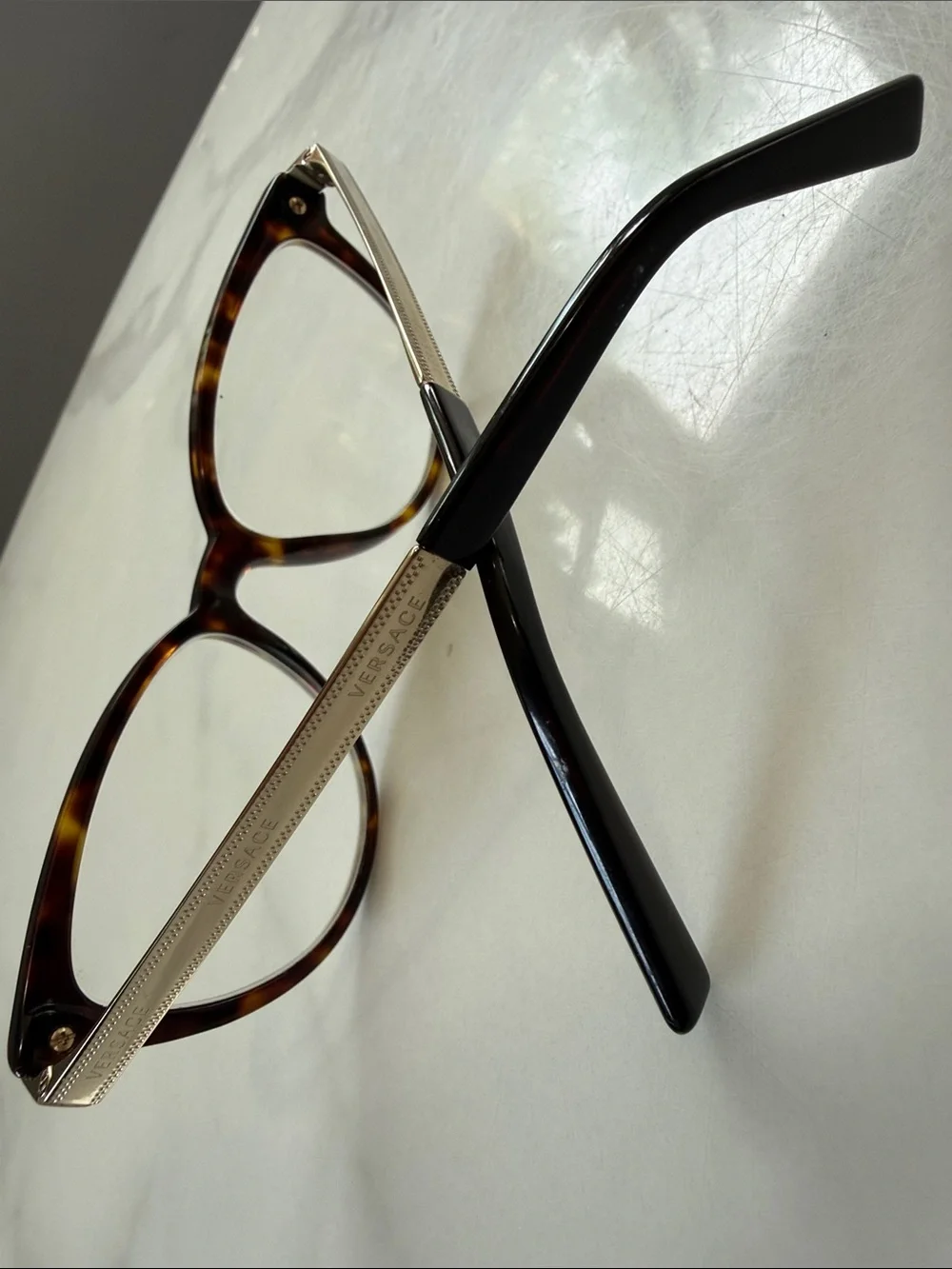 Versace Tortoiseshell and Gold Cat-Eye Women's Glasses